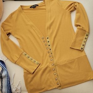 Mustard Snap Cardigan.